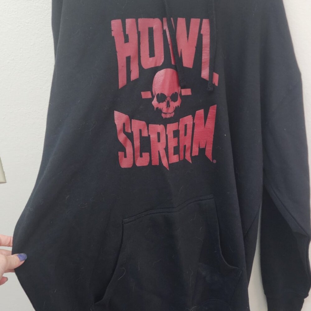 Howl O Scream Seaworld Black Skull Graphic Hoodie Kangaroo Pocket 2xl View 3